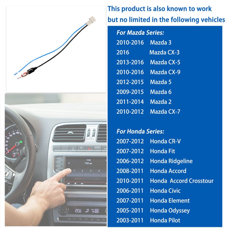 Anina Car Radio Antenna Adapter Compatible with 2003-2016 Honda CRV Fit Accord Civic Mazda CX-3 CX-5 Antenna Cable Extension Connector to Aftermarket Radio Receivers - Image 5